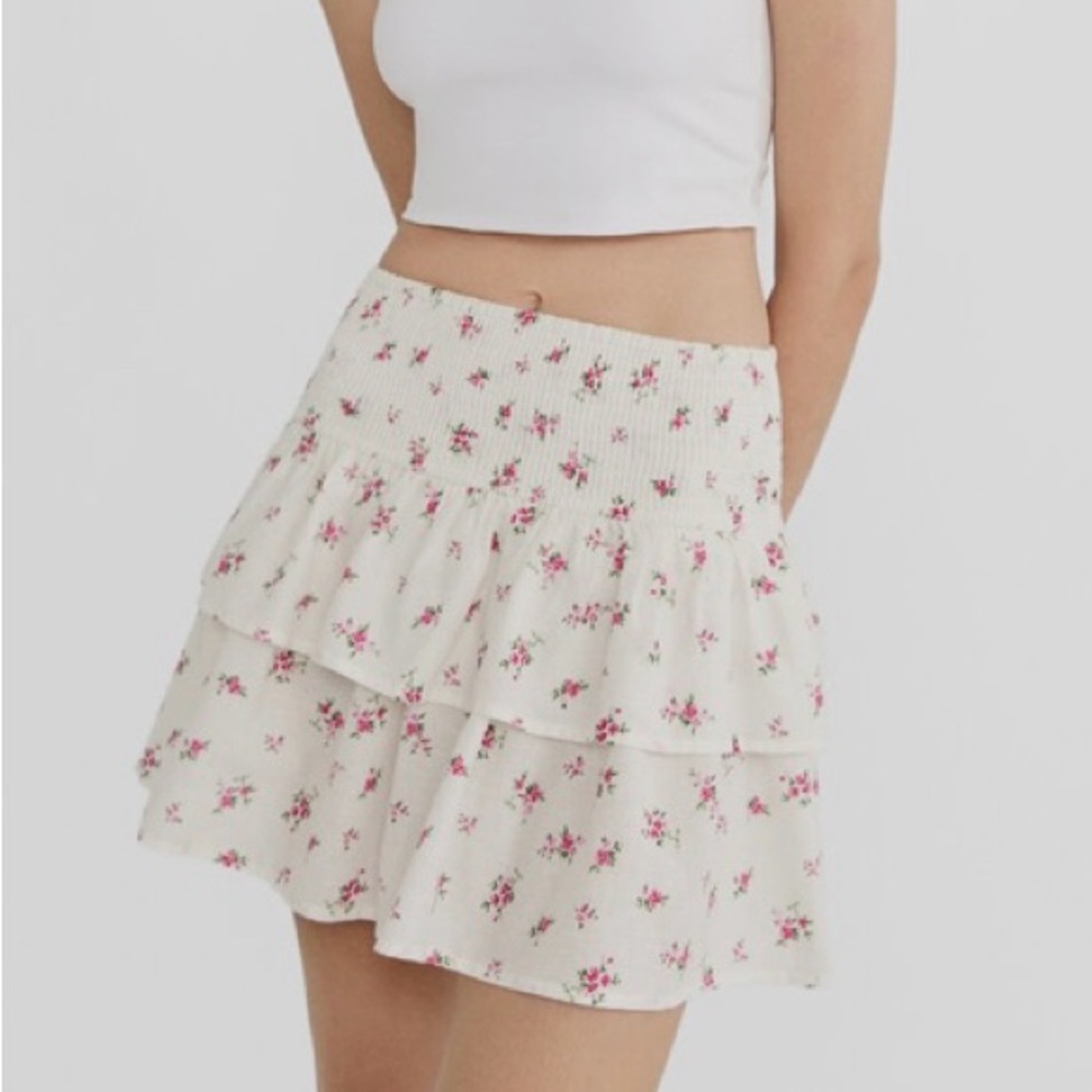 Stradivarius Mini Skirt with Flower Design